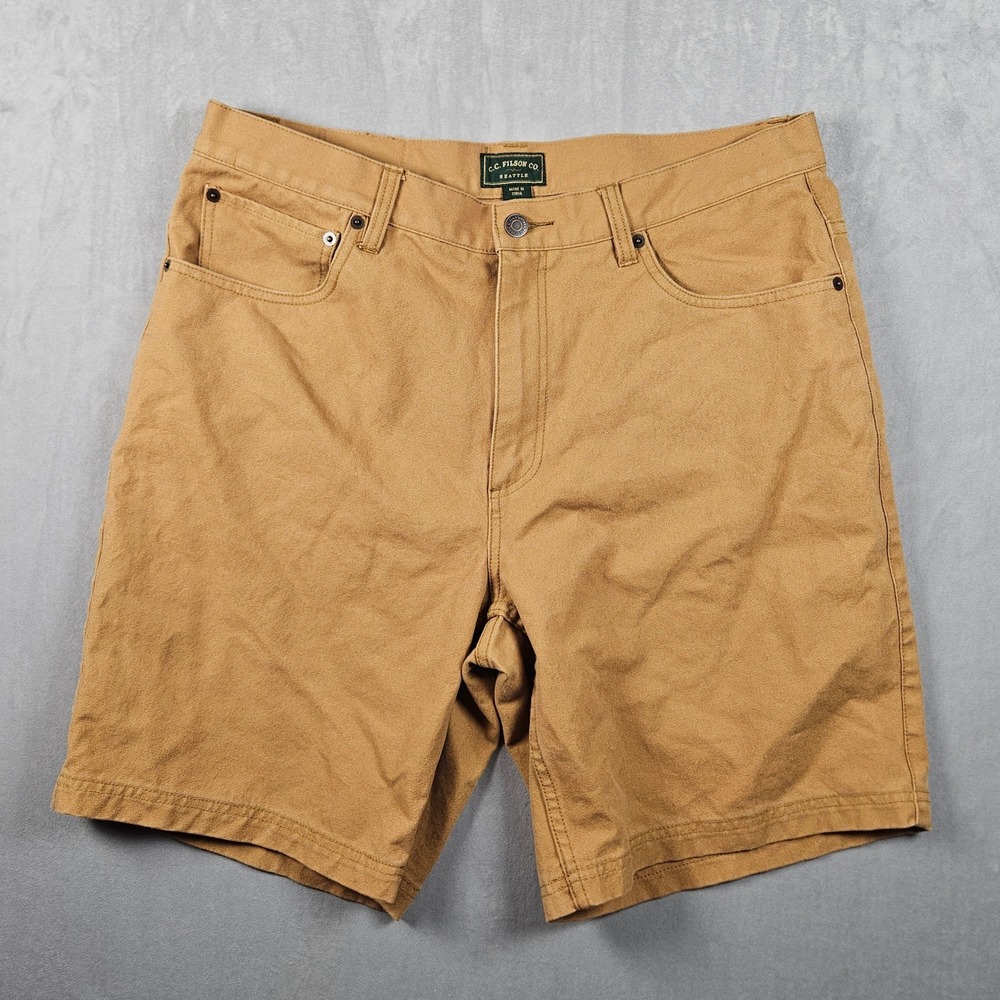Filson Canvas Shorts Mens 36 Tan 9" Inseam 5-Pocket Cotton Workwear Rugged